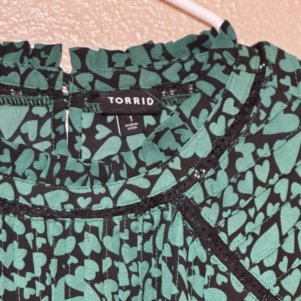 Torrid Lace Inset Mock Neck Blouse - Picture 3 of 5